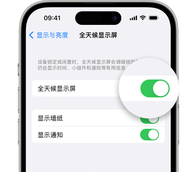 抚顺苹果15预约维修分享iPhone15如何设置全天候显示屏幕可见 