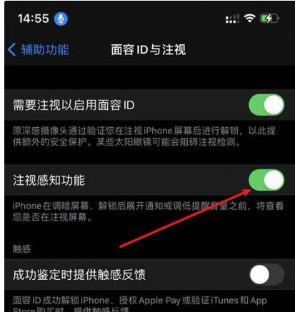 抚顺苹果14维修网点分享iPhone14注视感知功能有什么用 